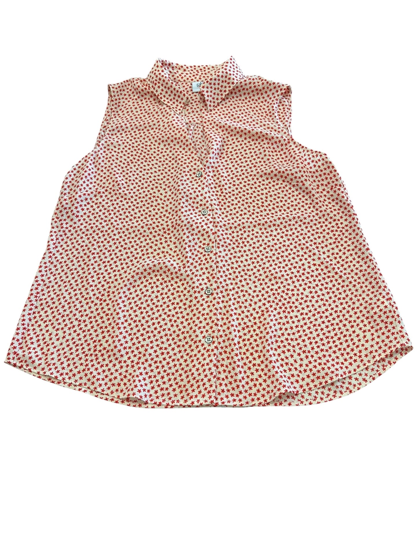 Blouse Sleeveless By Cabi In Cream & Red, Size:L
