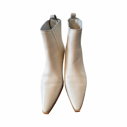 Boots Ankle Heels By Marc Fisher In White, Size:9.5