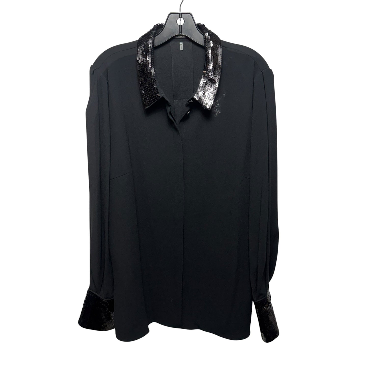 Linden Pleated Sequined Blouse & Bonnie Sequin Embellished Straight Leg Pants Set 2pc By Kobi Halperin In Black, Size: 16