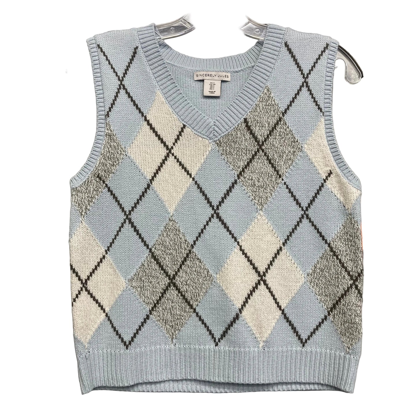 Vest Sweater By Sincerely Jules In Blue & Grey, Size:S