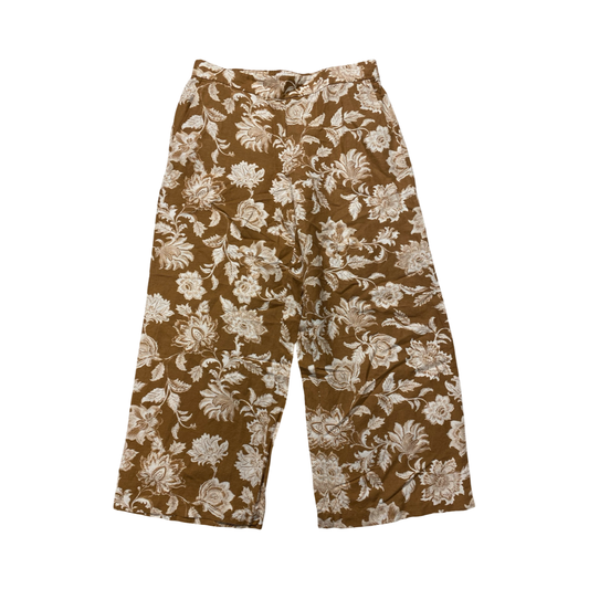Pants Wide Leg By Loft In Brown & Cream, Size:Lp
