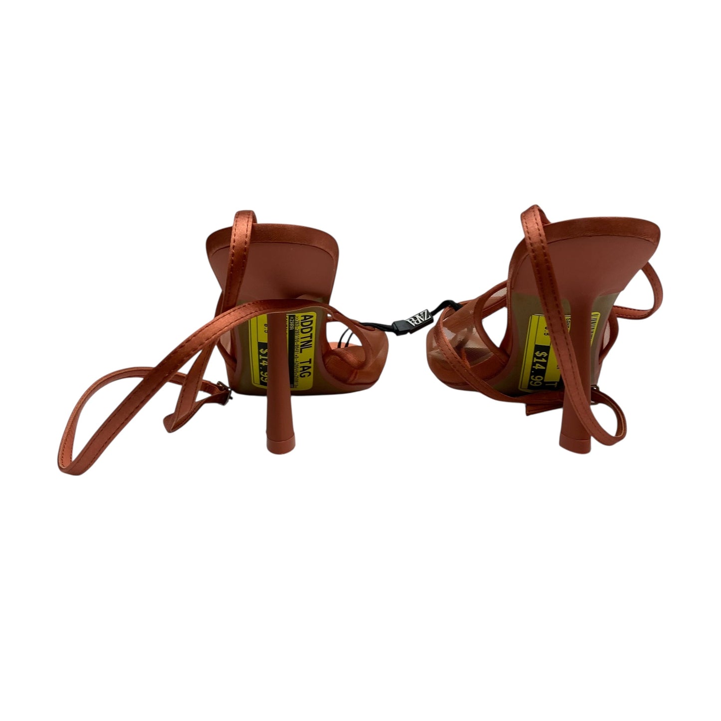 Sandals Heels Kitten By Zara In Coral, Size:6.5