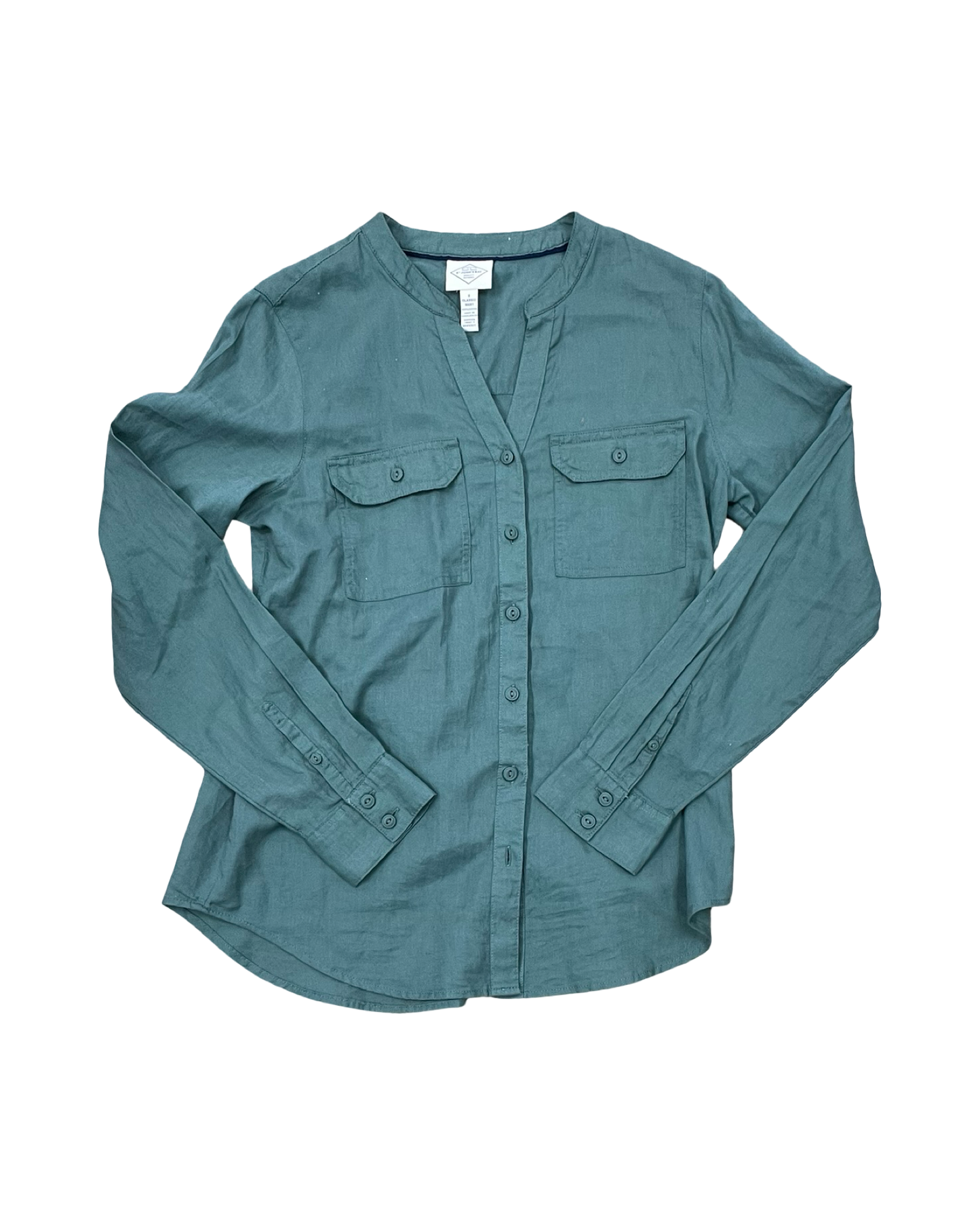 Blouse Ls By St Johns Bay In Green, Size:S