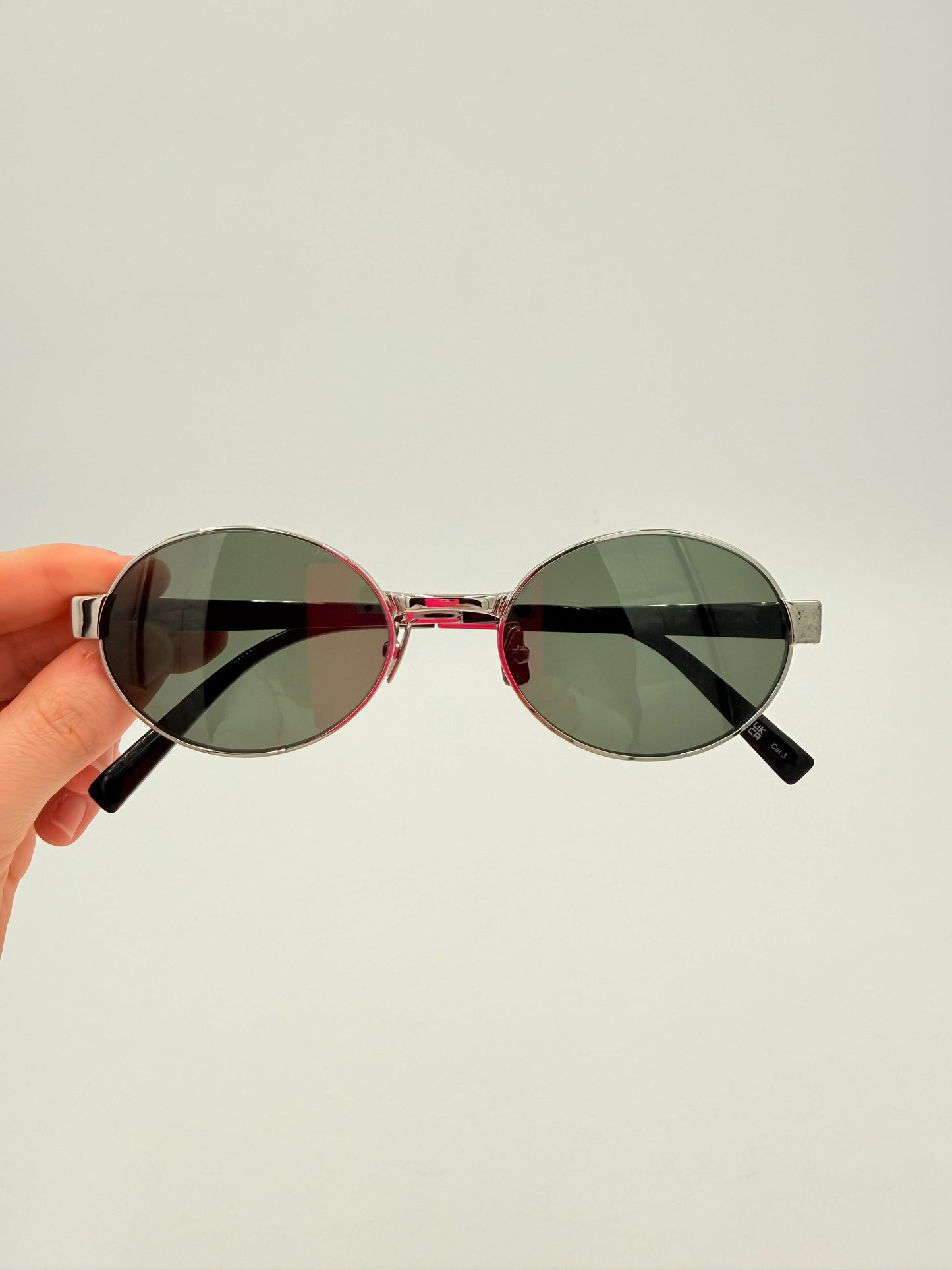 Sunglasses Luxury Designer By Yves Saint Laurent In Silver