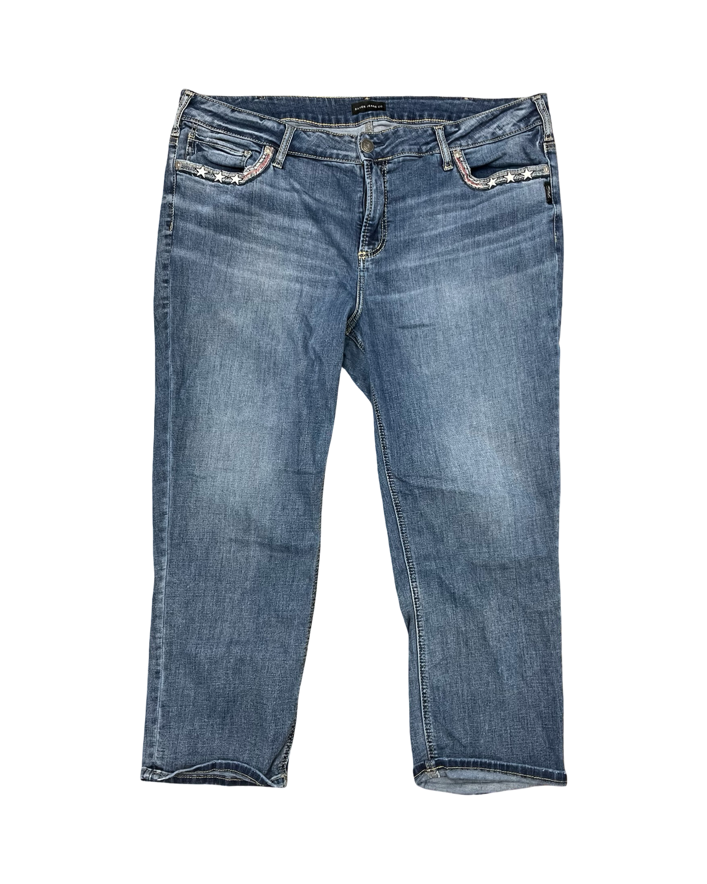 Jeans Cropped By Silver In Blue Denim, Size:20