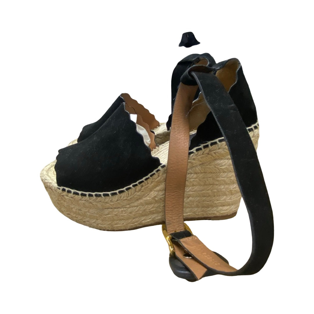 Shoes Luxury Designer By Chloe In Black & Tan, Size:7.5