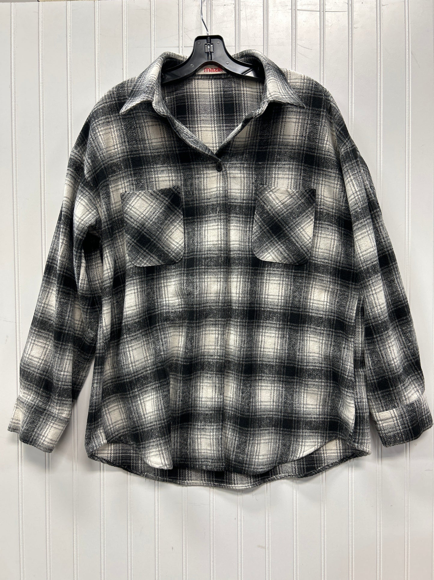Jacket Shirt By Mazik In Black & White, Size:M
