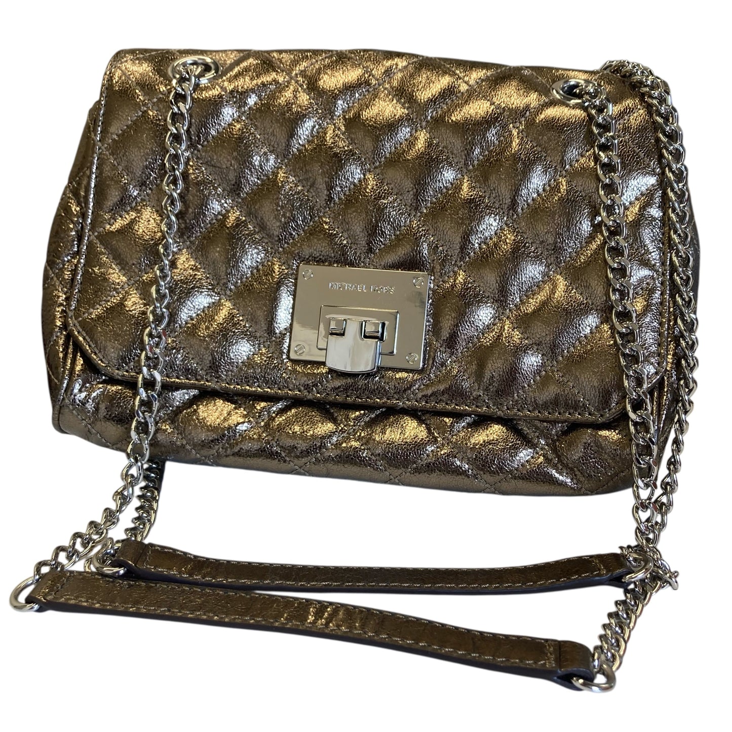 Crossbody Designer By Michael Kors In Gold, Size:Small