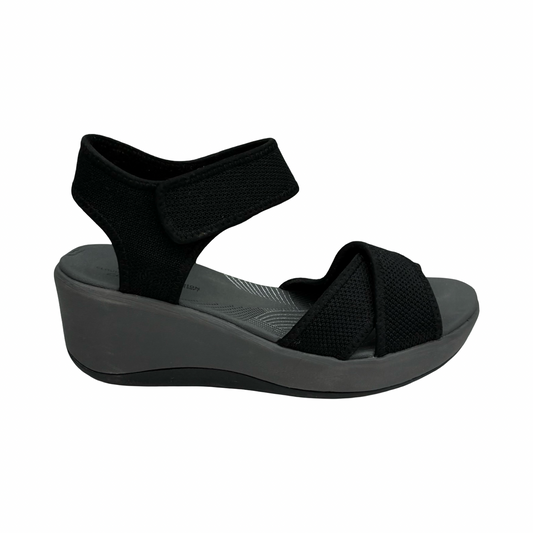 Sandals Heels Wedge By Clarks In Black & Grey, Size:6.5