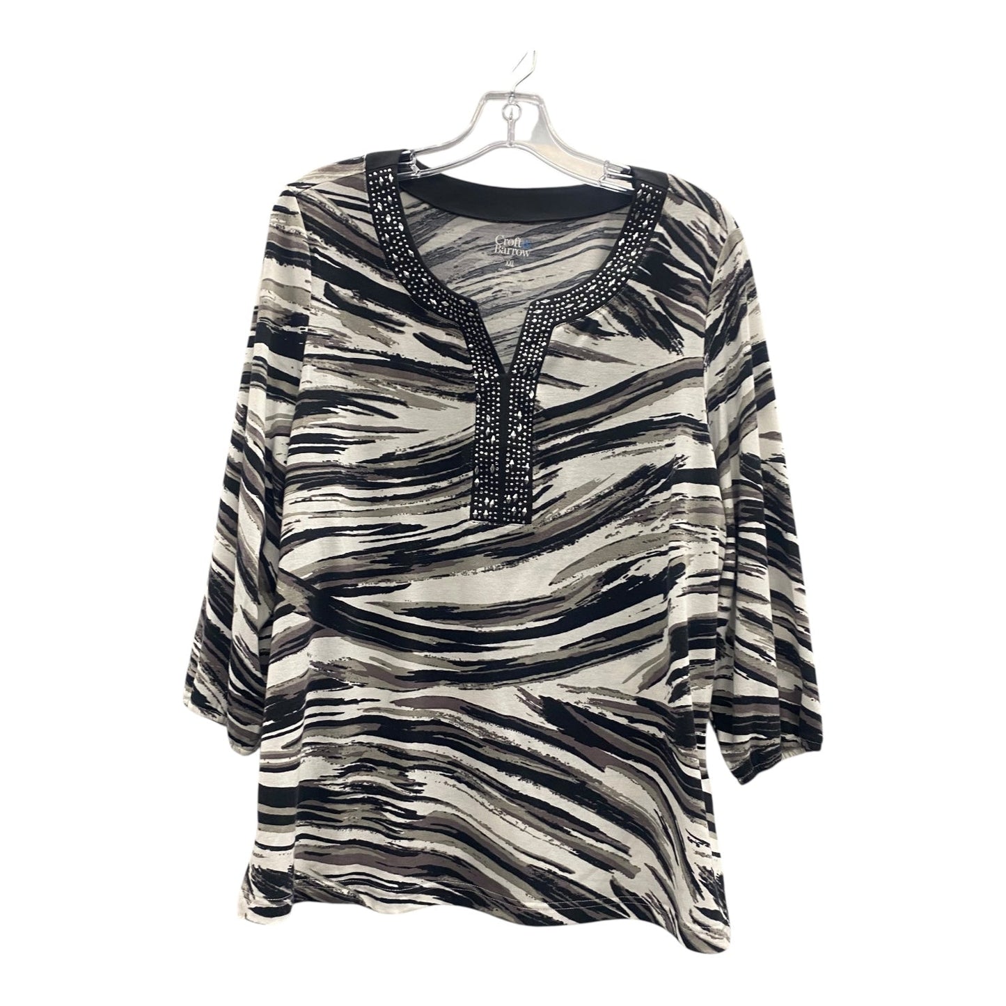 Top 3/4 Sleeve By Croft And Barrow In Black, Size:Xxl