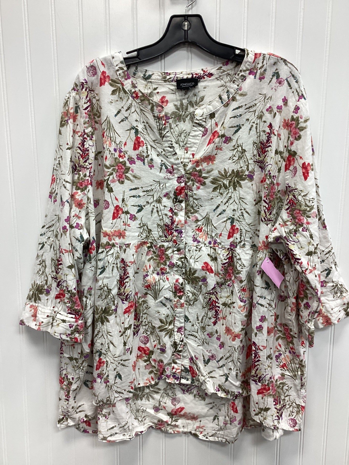 Top Ls By Jones And Co In Floral Print, Size:3X