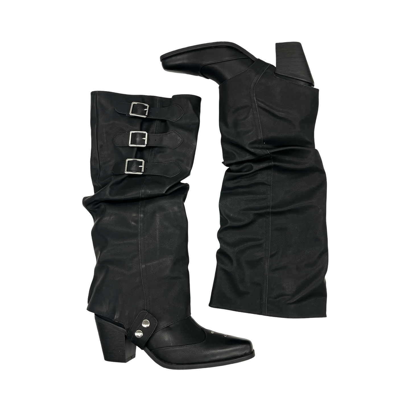 Boots Knee Heels By Clothes Mentor In Black, Size:8