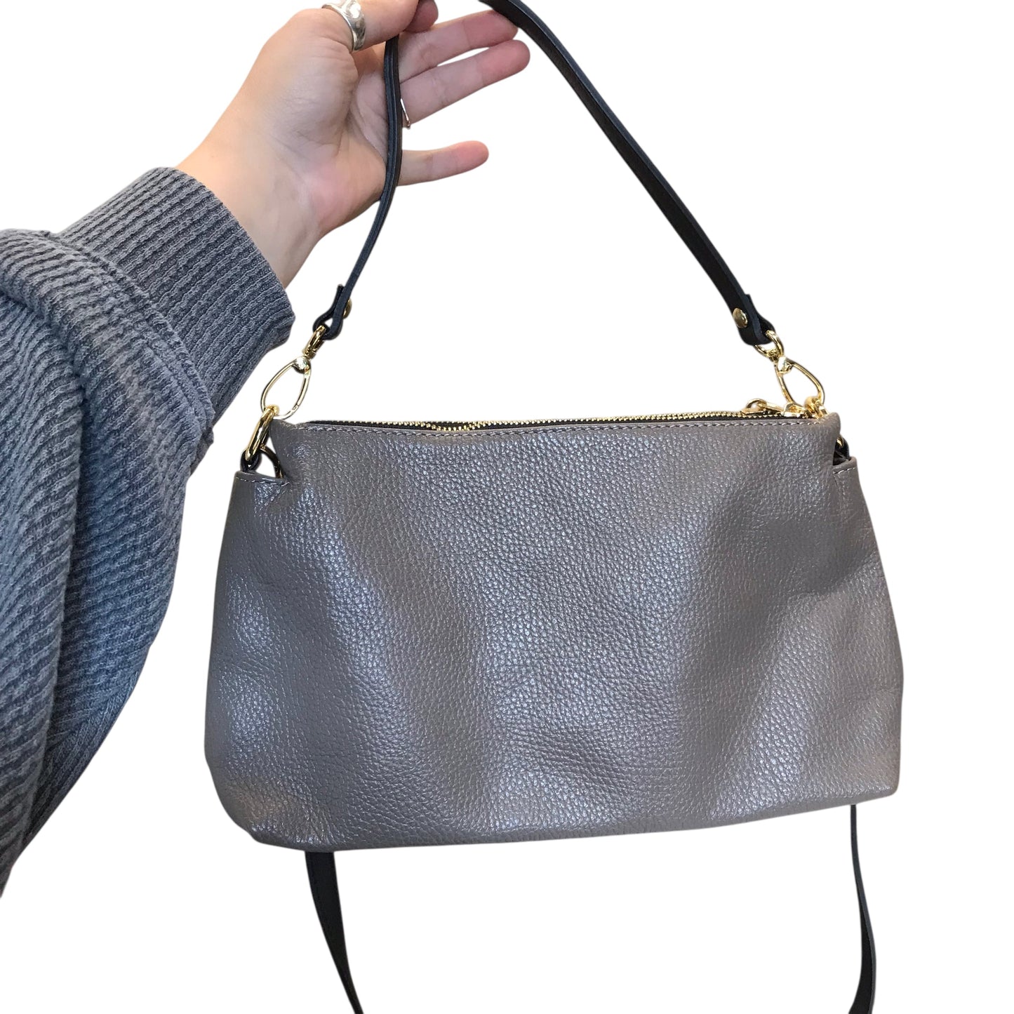 Handbag Leather By Valentina In Taupe, Size:Medium