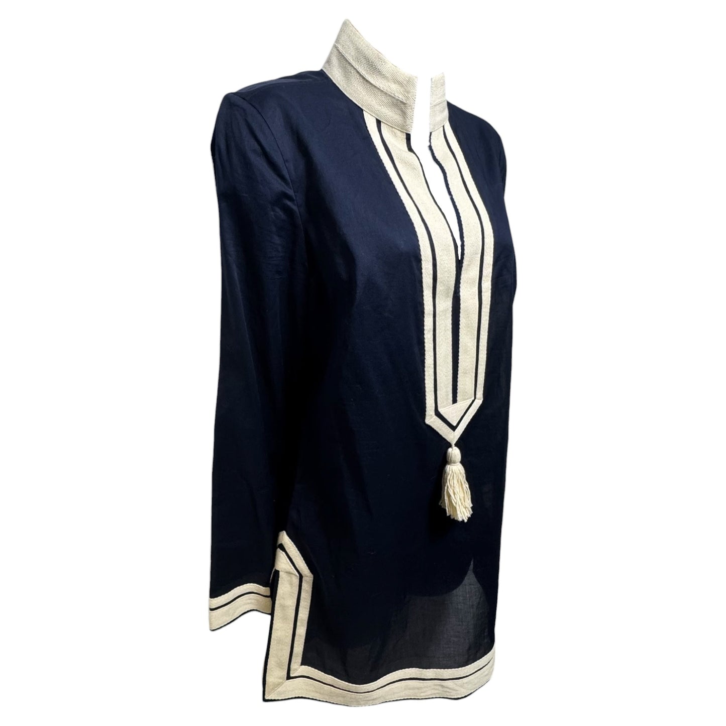 Solid Tassel Tunic Designer By Tory Burch In Tory Navy, Size: S