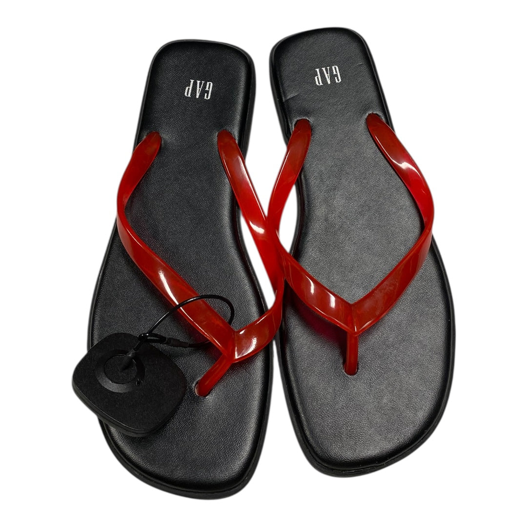 Sandals Flip Flops By Gap In Black & Red, Size:6