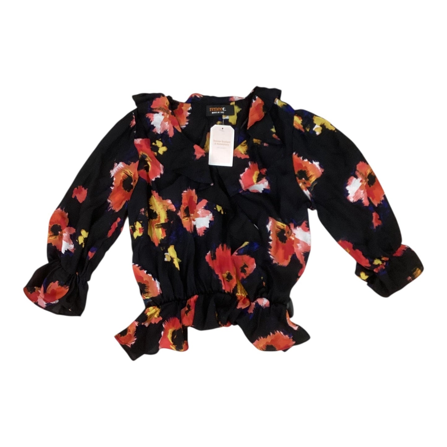 Blouse 3/4 Sleeve By Renee C In Floral Print, Size:S