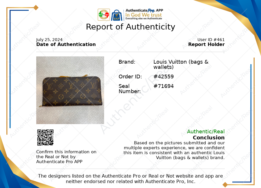 Wallet Luxury Designer Louis Vuitton, Size Medium