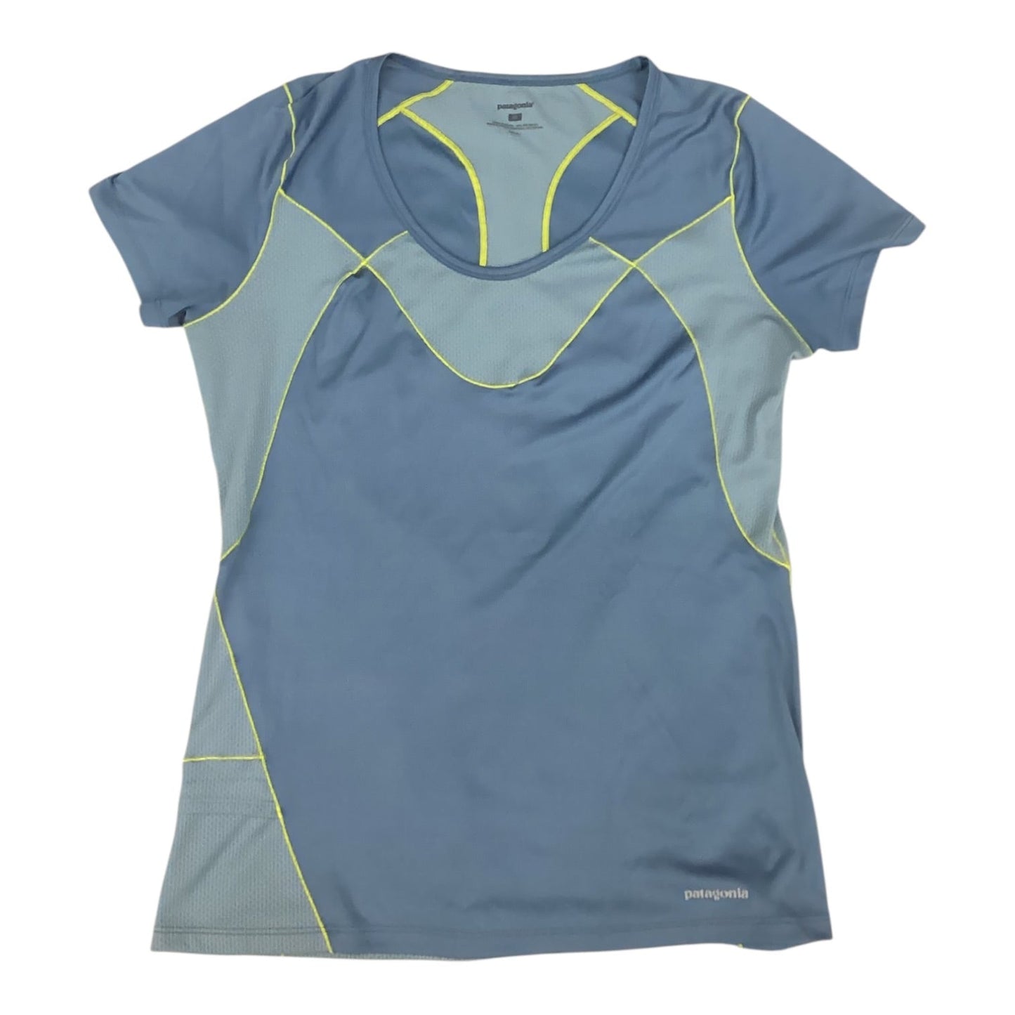 Athletic Top Ss By Patagonia In Blue & Green, Size:M