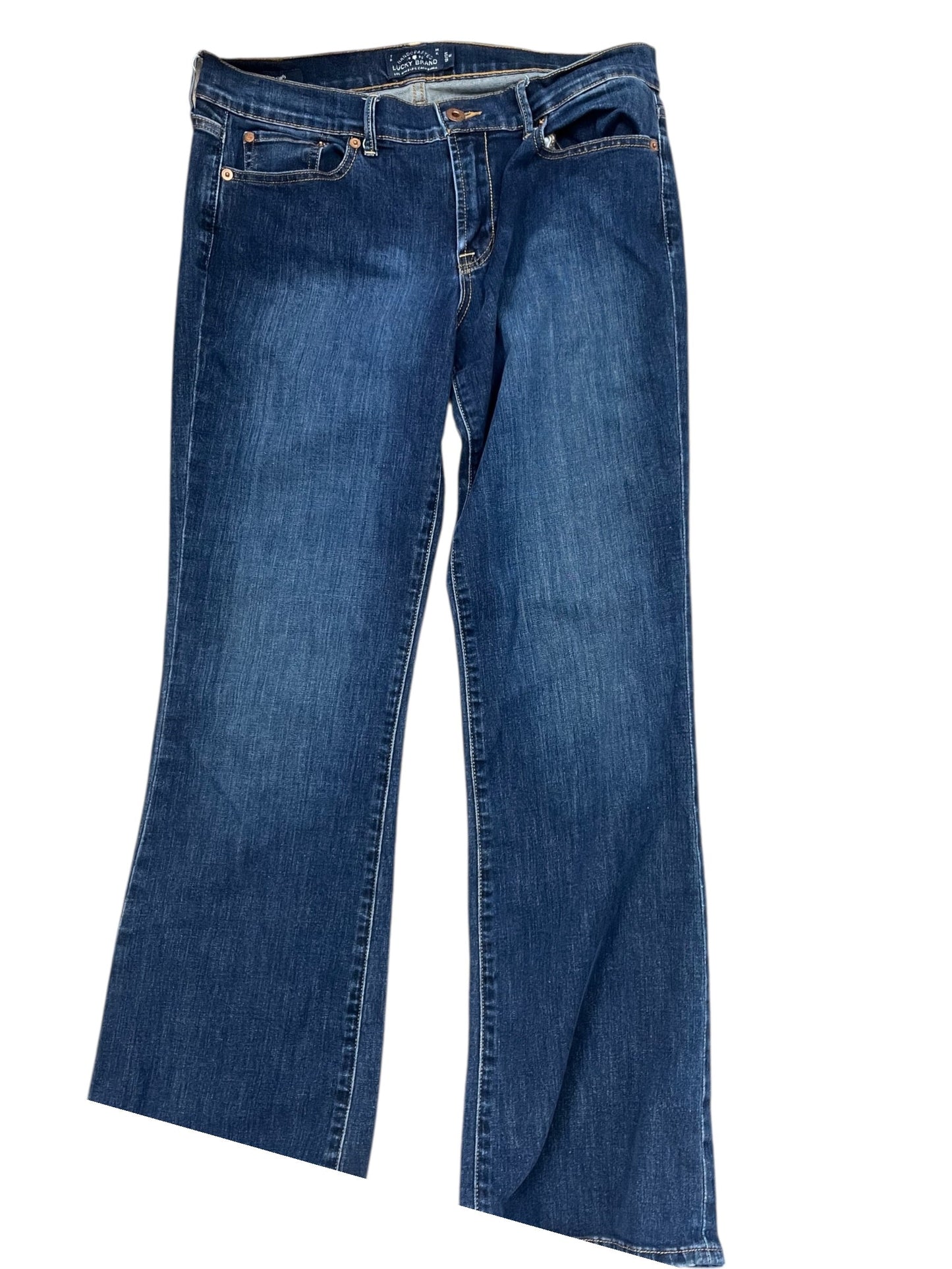 Jeans Straight By Lucky Brand In Blue Denim, Size:12