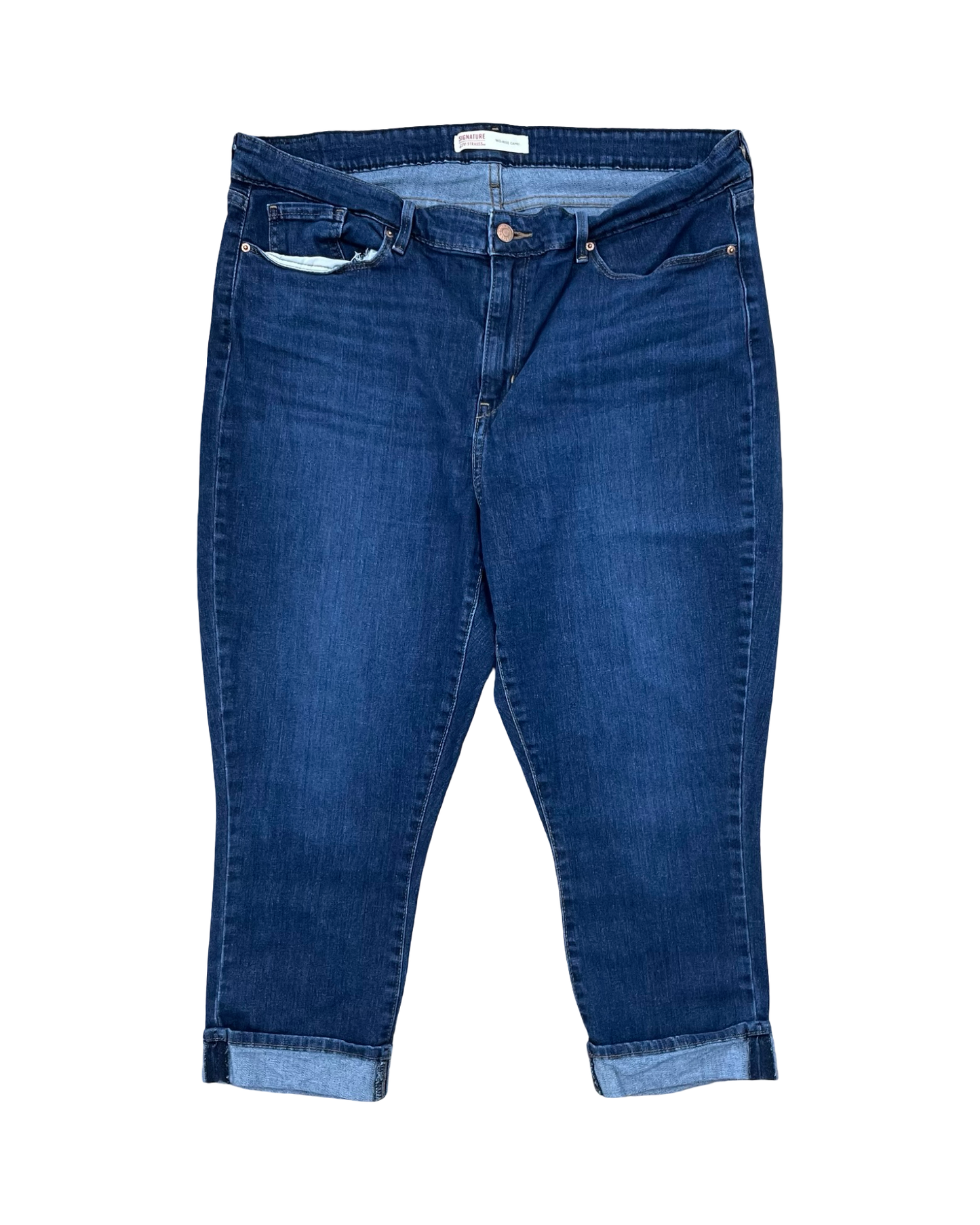 Jeans Cropped By Levis In Blue Denim, Size:18