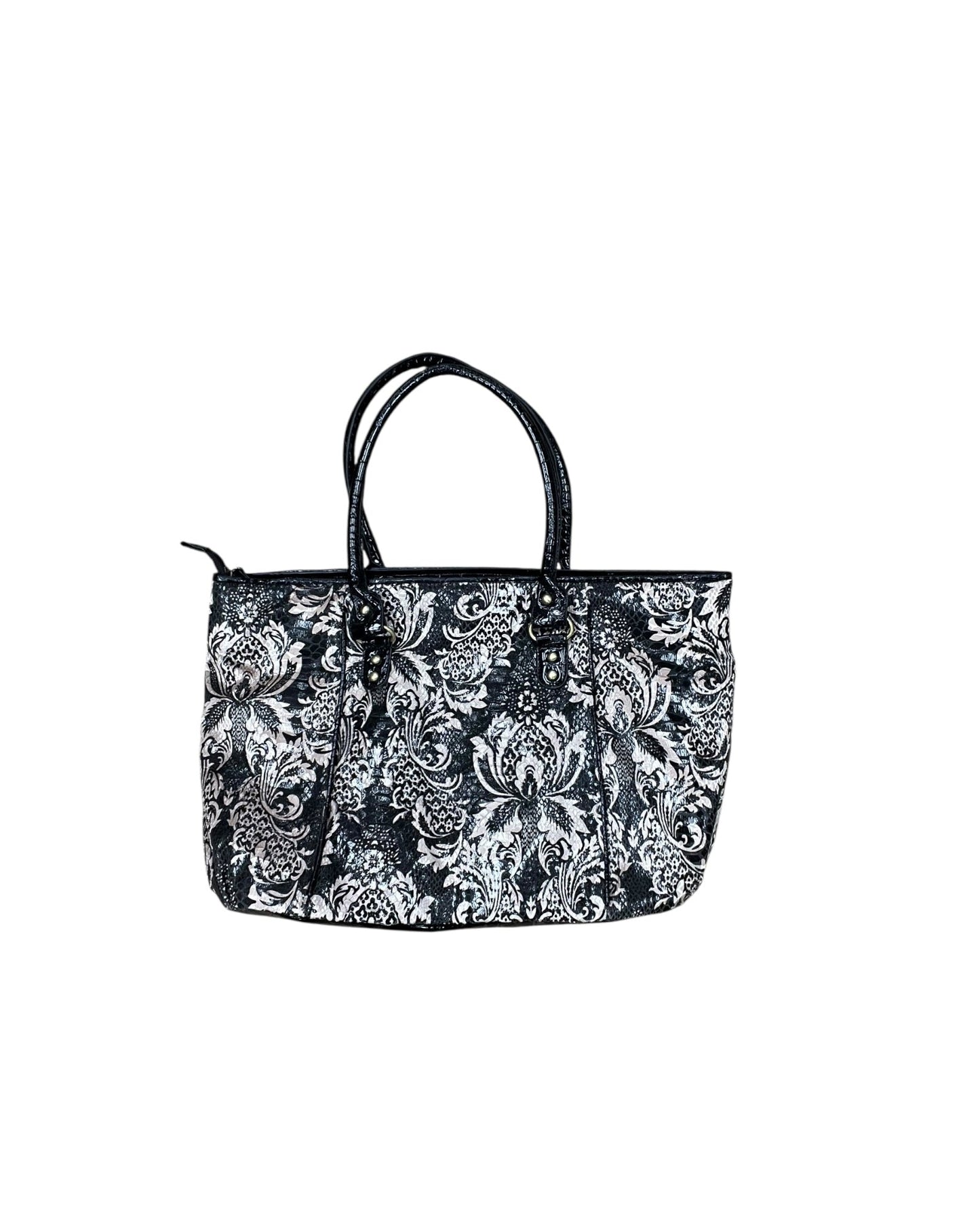Handbag By Clothes Mentor In Black & Tan, Size:Medium