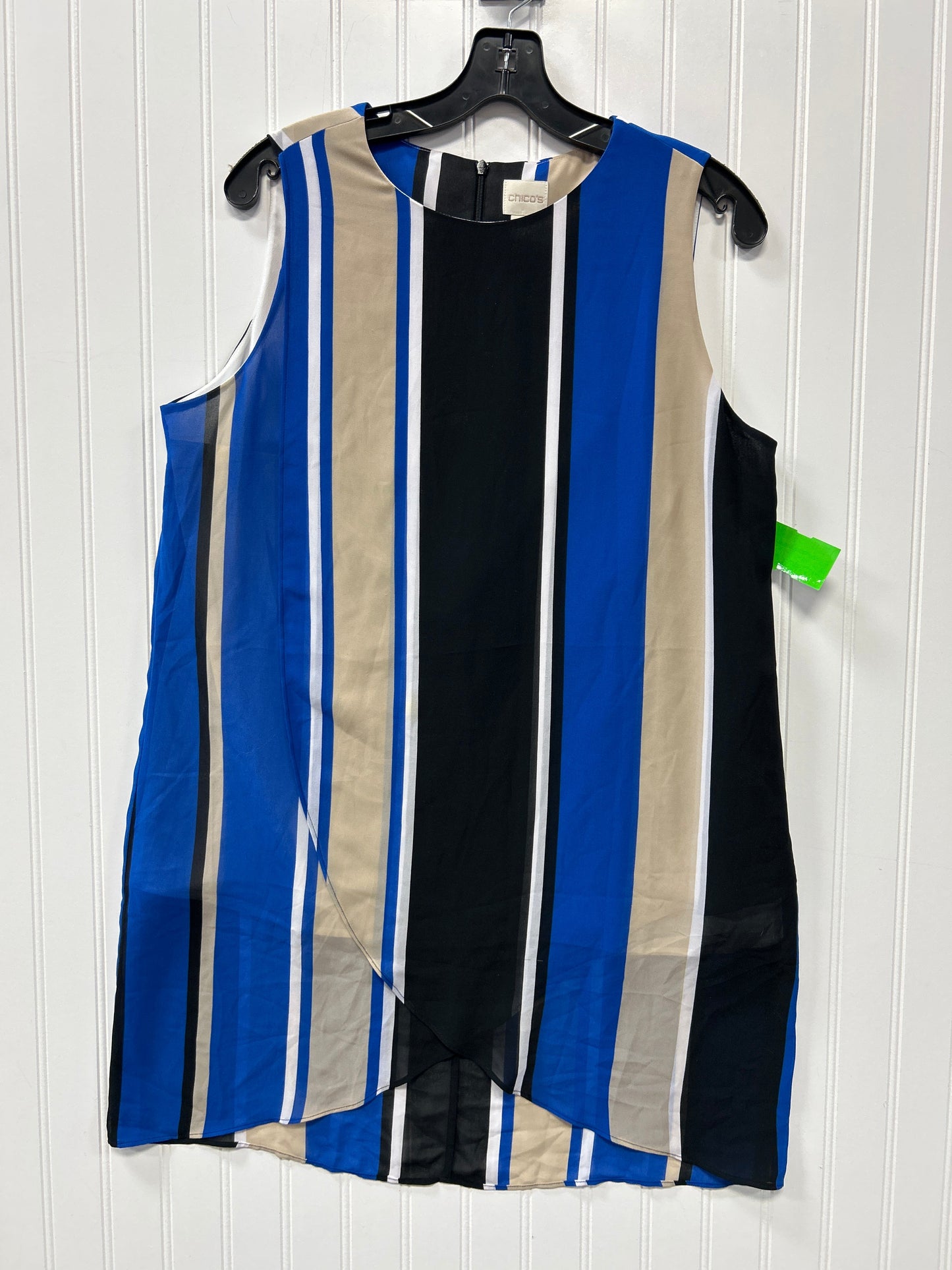 Dress Casual Midi By Chicos In Blue & Cream, Size:S