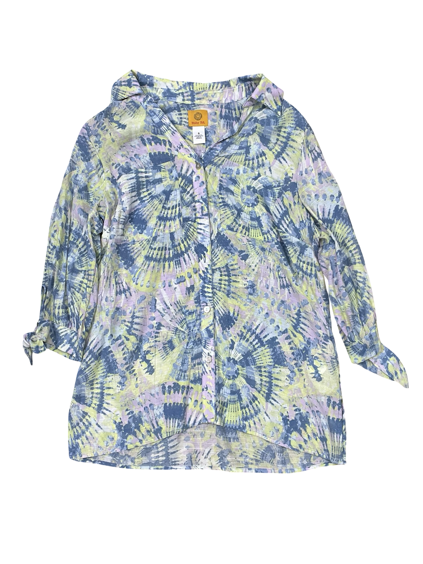 Blouse 3/4 Sleeve By Ruby Rd In Blue & Pink, Size:S