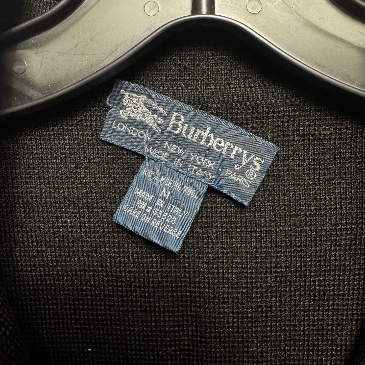 Vintage Knit Blazer Luxury Designer By Burberry In Black, Size: M