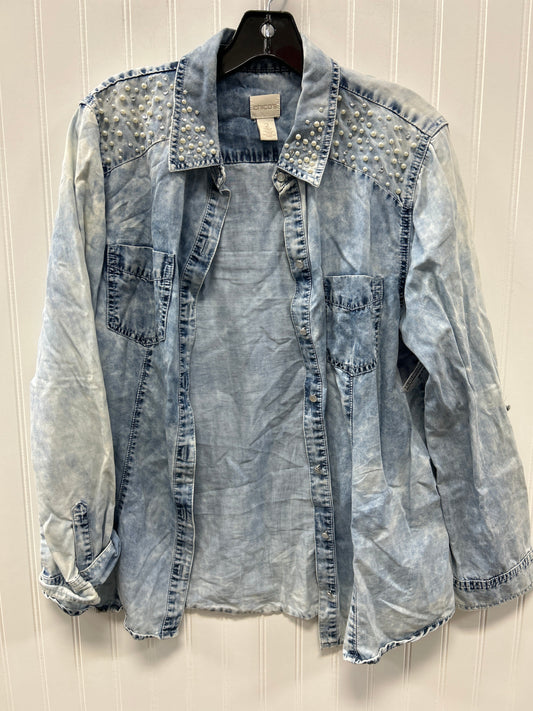 Top Ls By Chicos In Blue Denim, Size:M