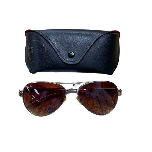 Sunglasses Designer By Ray Ban In Gold, Size: