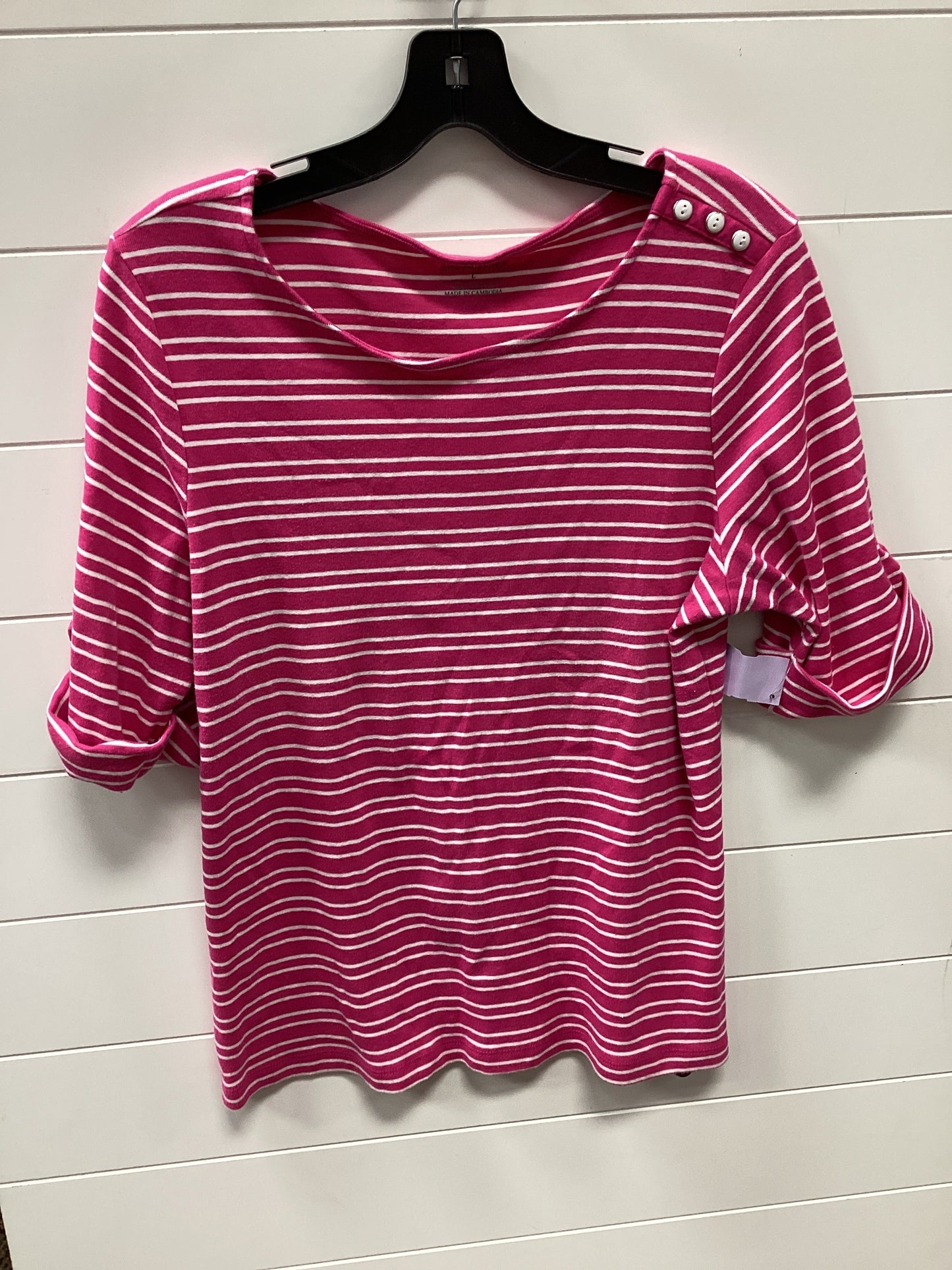 Top Ss By Christopher And Banks In Pink & White, Size:L