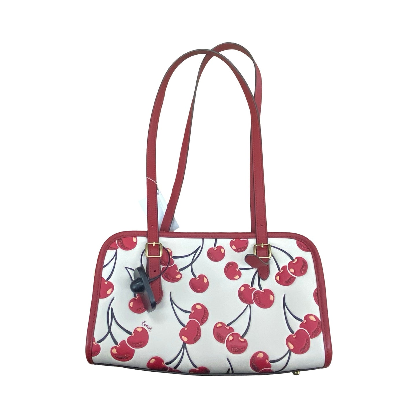 Handbag Designer By Coach In Cream & Red, Size:Medium
