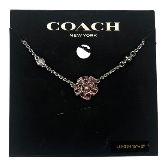 Necklace Designer By Coach In Pink & Silver