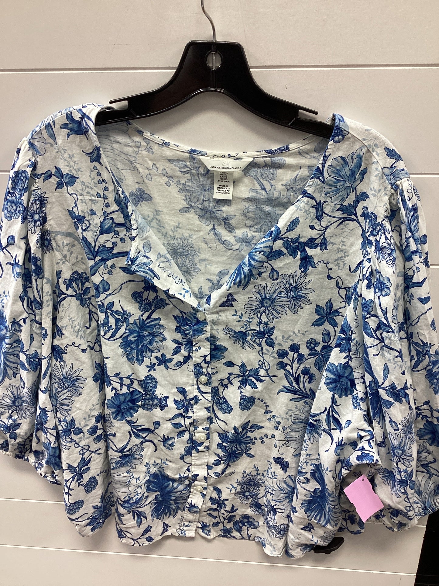 Top Ls By H&M In Blue & White, Size:3X