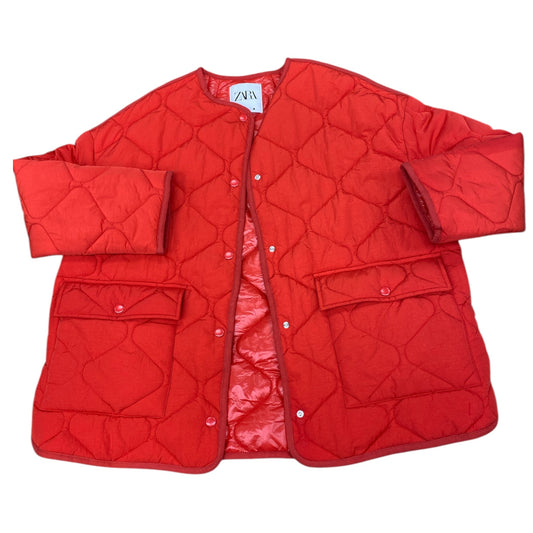 Jacket Puffer & Quilted By Zara In Orange, Size:M