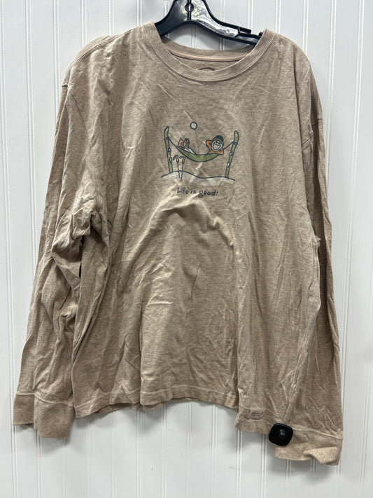 Top Ls By Life Is Good In Tan, Size:1X