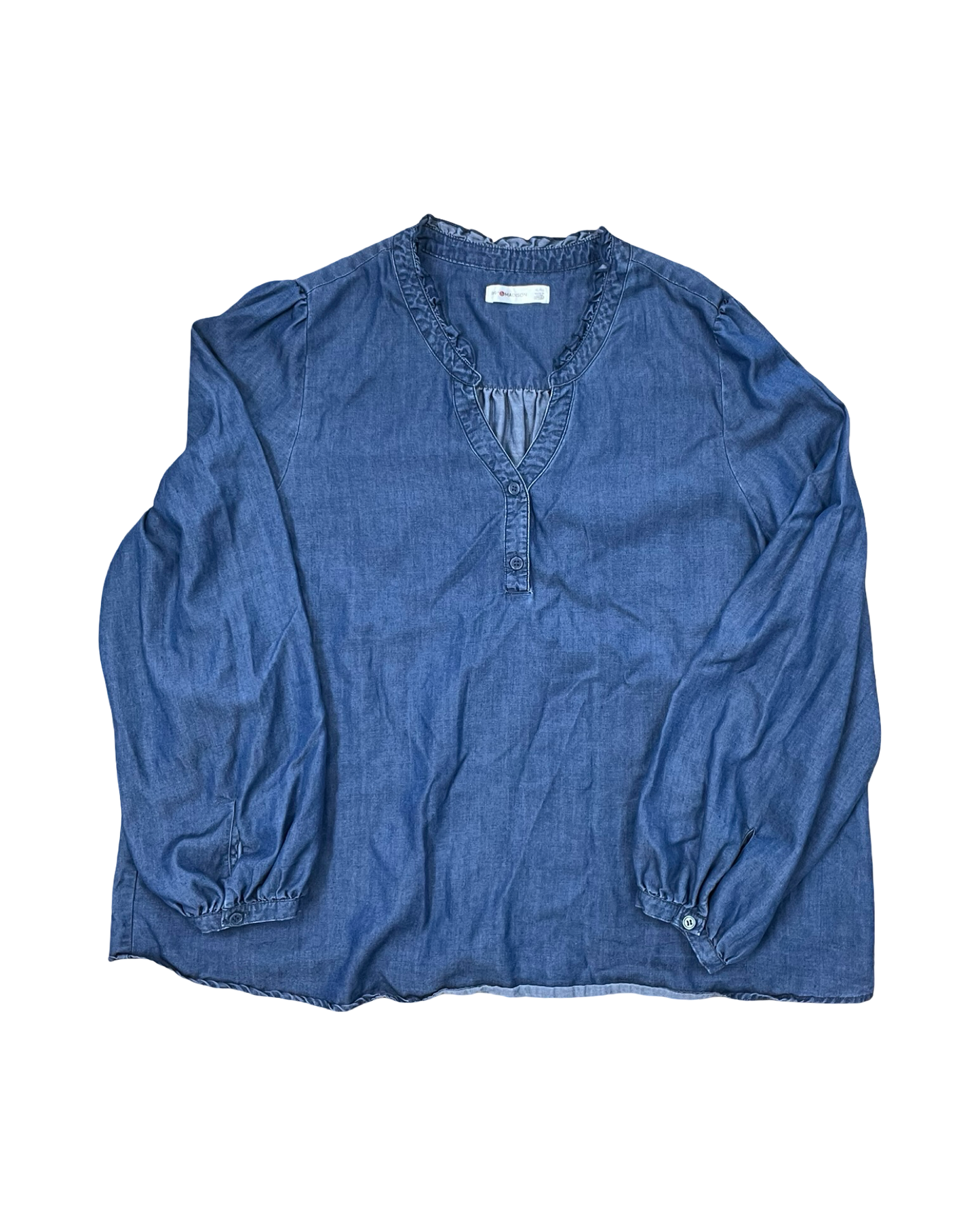 Top Ls By 89Th And Madison In Blue Denim, Size:Xl