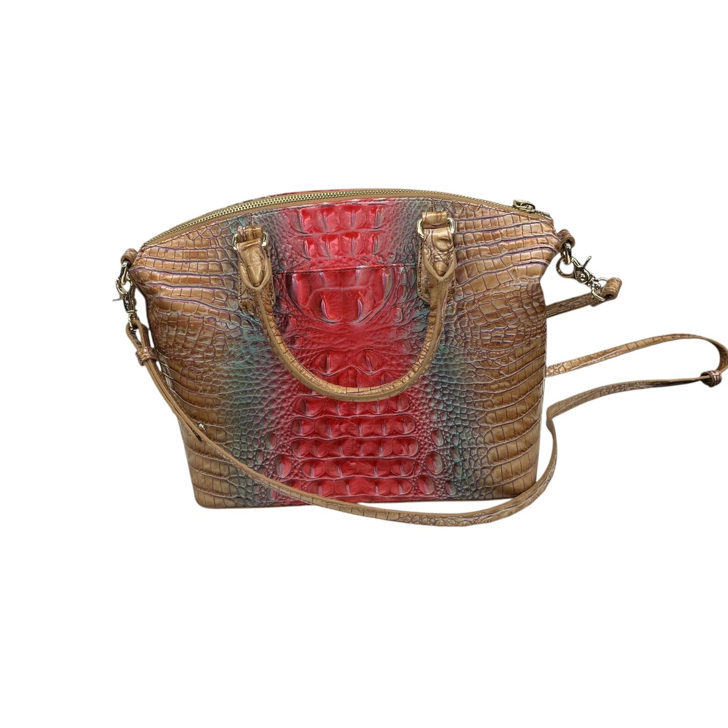 Handbag Designer By Brahmin In Pink & Tan, Size:Medium