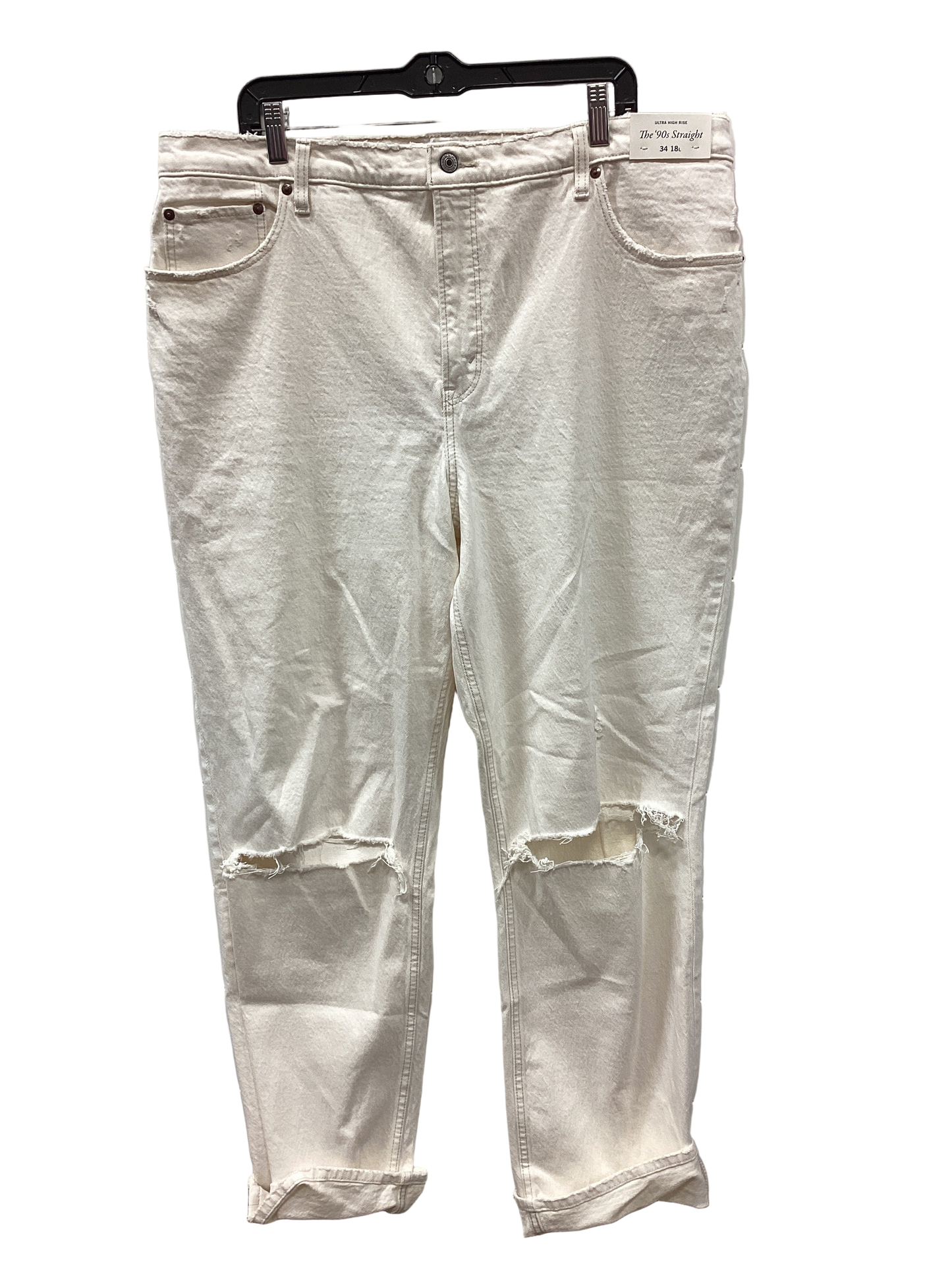 Jeans Wide Leg By Abercrombie And Fitch In Cream Denim, Size:18