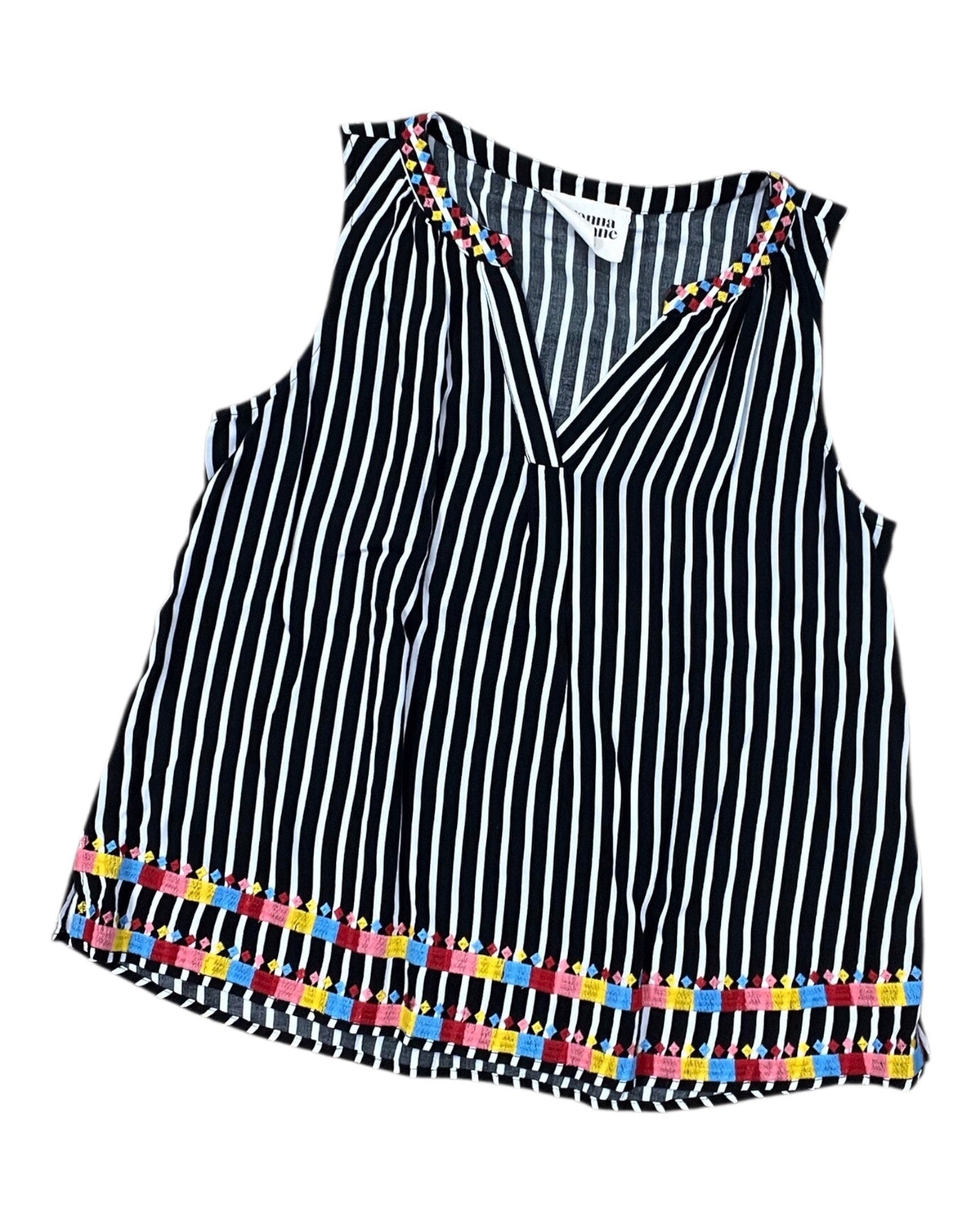 Top Sleeveless By Savanna Jane In Black & White, Size:S
