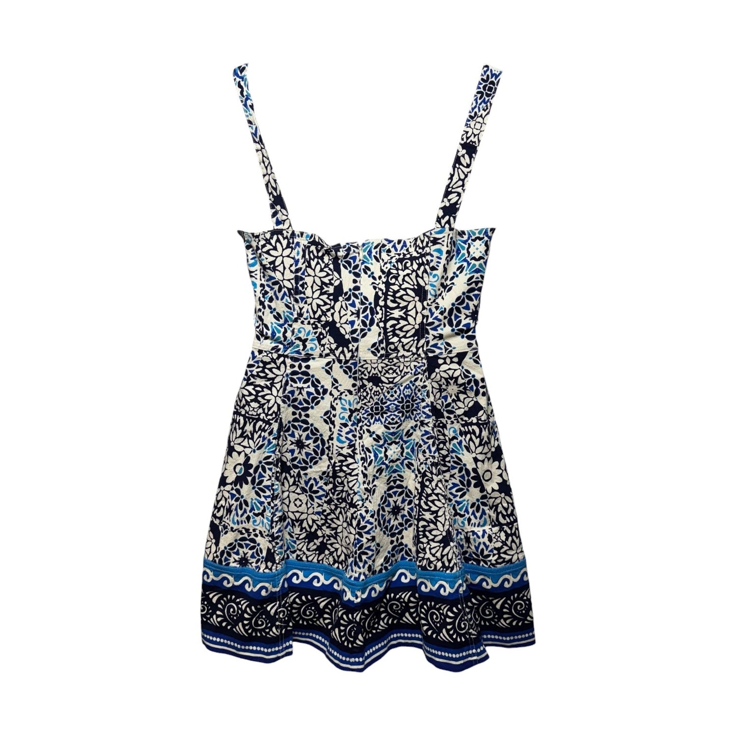 Sweetheart Neck Stretch Cotton Mini Sundress By Avec Les Filles In Blue & White, Size: 12