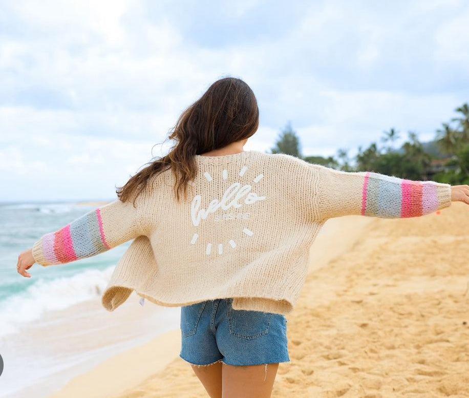 2024 Hello Sunshine Cardigan By SALTWATER LUXE In Tan, Size: L