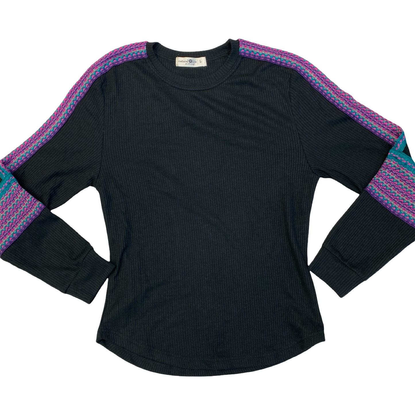 Top Ls By Natural Life In Black & Pink, Size:L