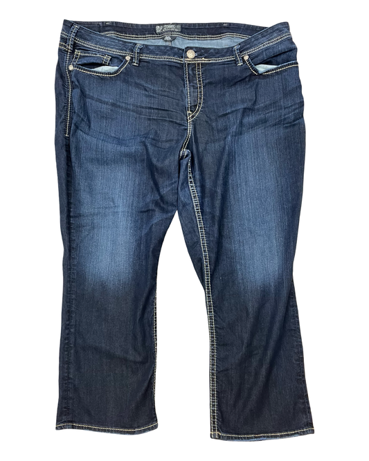 Jeans Cropped By Silver In Blue Denim, Size:24