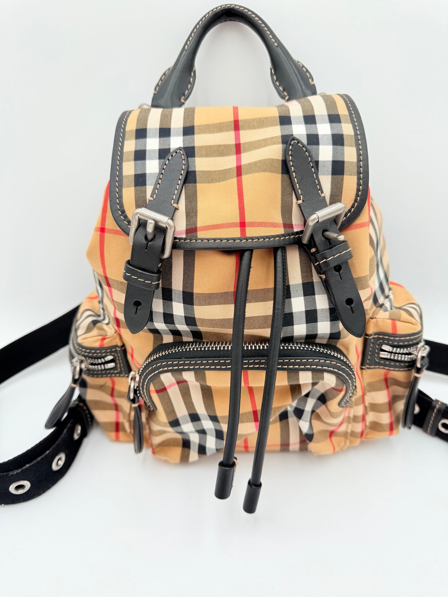 Backpack Luxury Designer By Burberry In Plaid Pattern, Size:Small