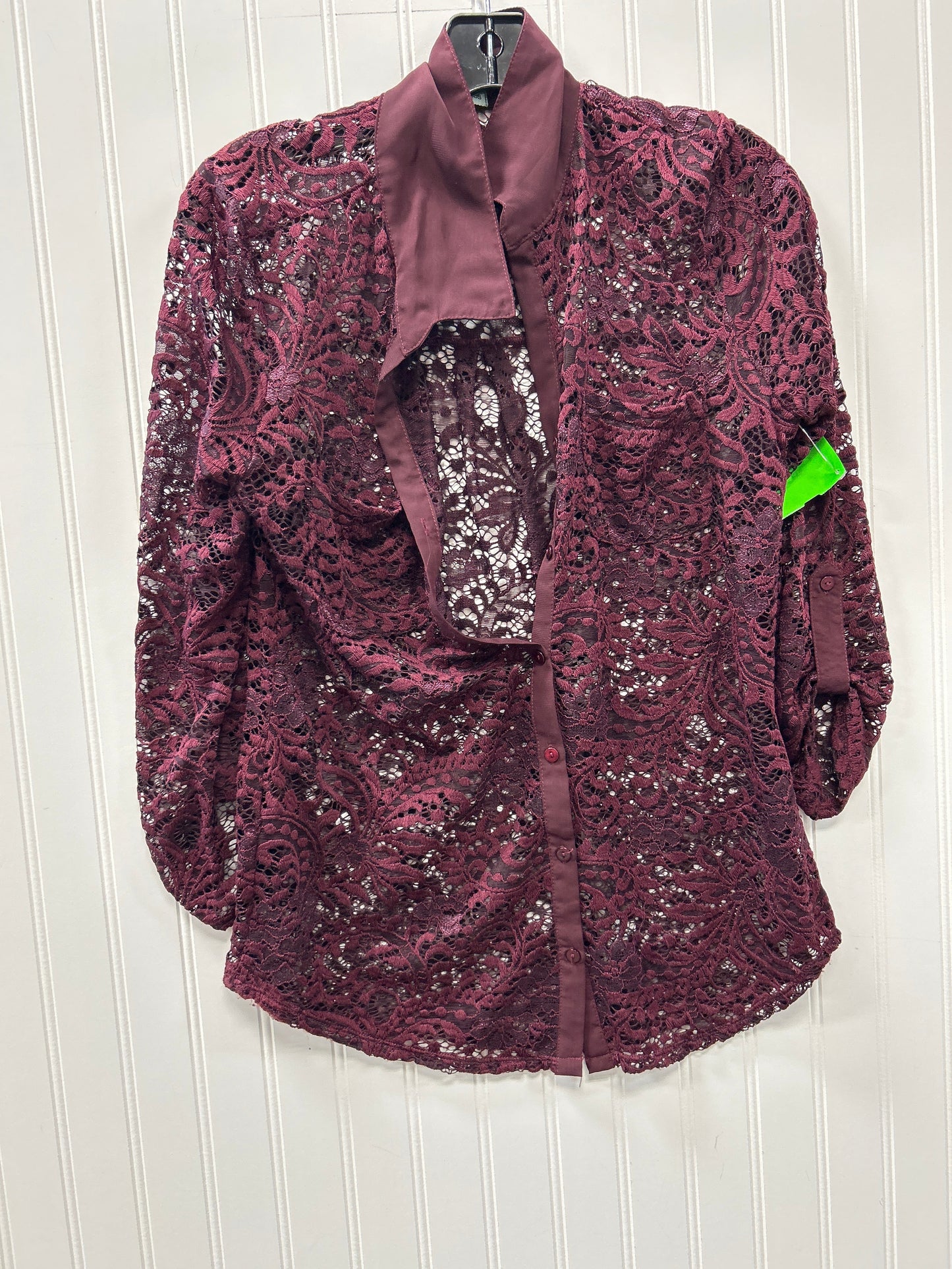 Blouse Ls By Maurices In Maroon, Size:M