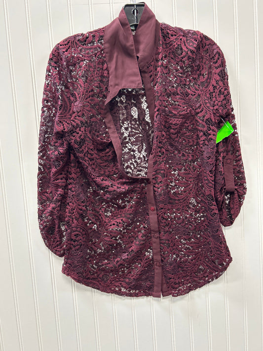 Blouse Ls By Maurices In Maroon, Size:M
