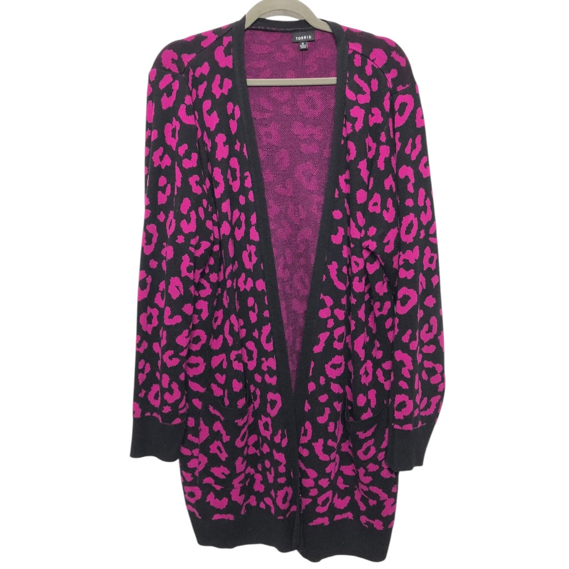 Sweater Cardigan By Torrid In Black & Pink, Size:4X