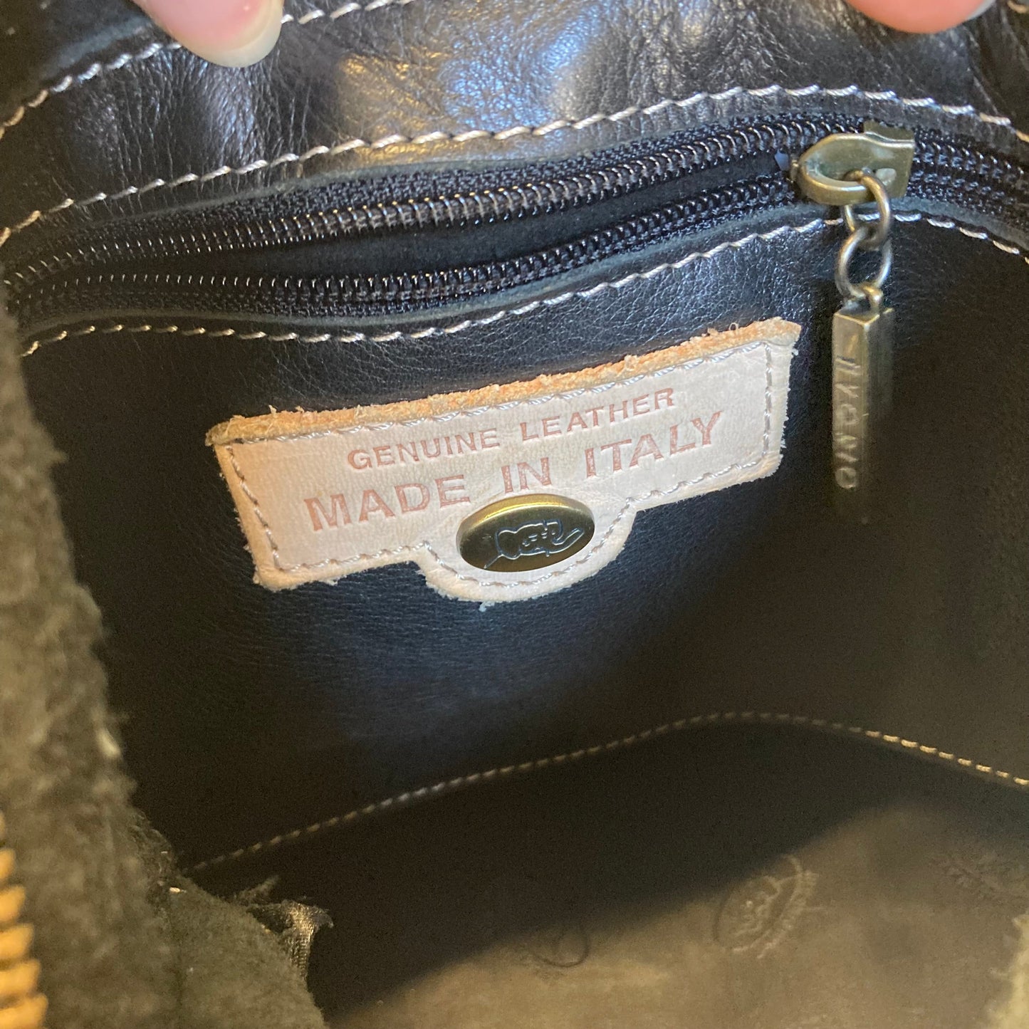 Handbag Leather By Avorio Italy In Black, Size:Large