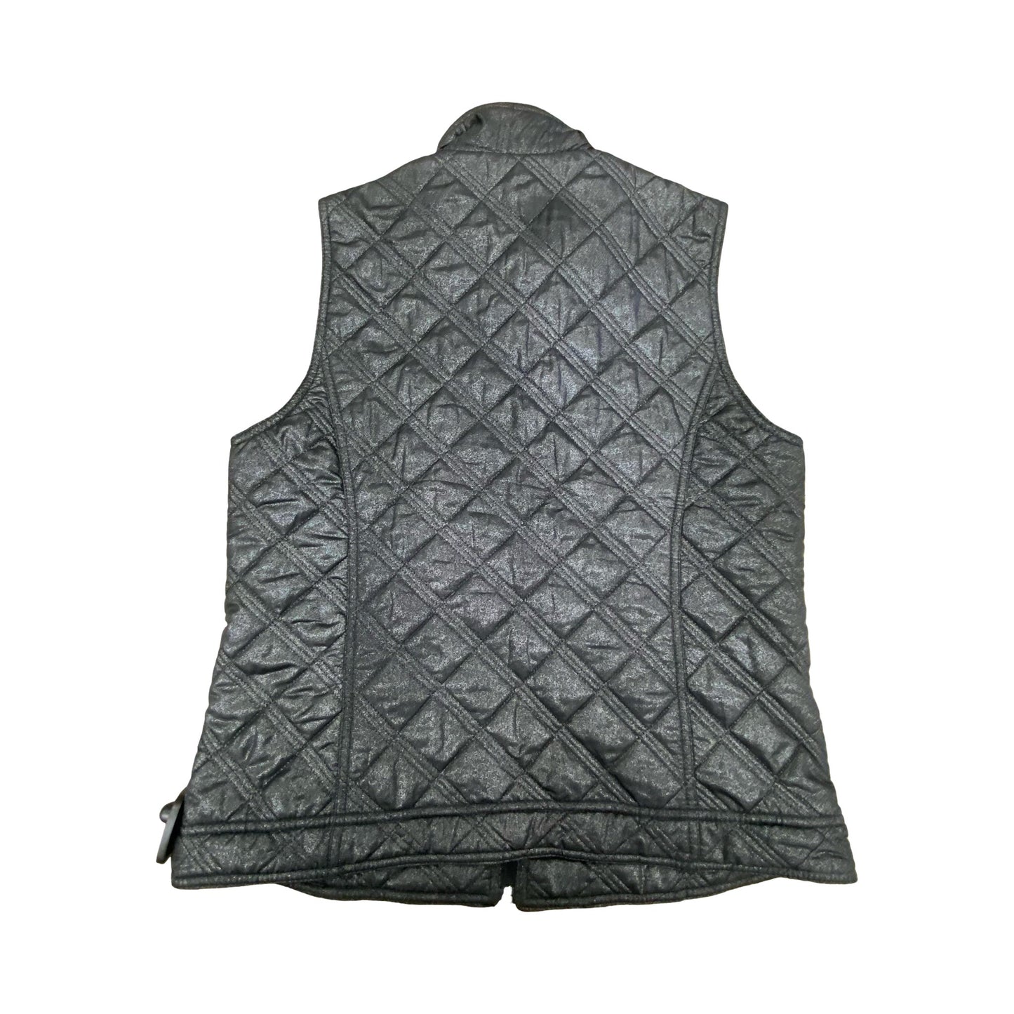 Vest Puffer & Quilted By Chicos In Black & Silver, Size:M